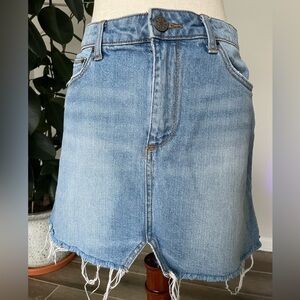 BDG Denim Blue Frayed Hem Skirt Size M